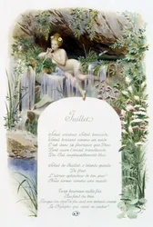 Julho "La Chanson du mois" de Jérôme Doucet, ilustração - Maurice Leloir, ed. Reims 1904. L. Michaud