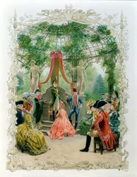 Cerimónia de iniciação maçónica de uma mulher maçon por volta de 1785, 1890