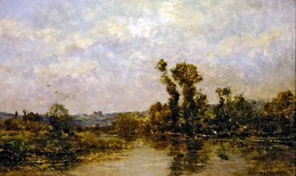 Petit bras de la Seine a Etiolles (óleo sobre painel)