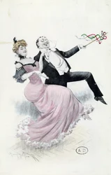 Joie de Vivre, cartão postal c.1900 (cor litho)