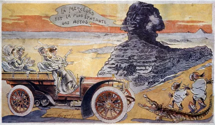 O Mercedes é o carro mais espantoso, c.1900 (ilustração)