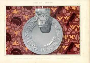 Motivos decorativos de animais em têxteis e cerâmica (litografia)