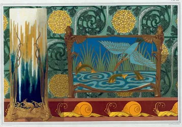 Projetos para Suporte de Vaso de Bronze, Papel de Parede e Borda, e Esmalte e Jardiniere de Bronze, pub. 1897.