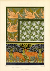 Padrões Art Nouveau inspirados na natureza com motivos animais (litografia)