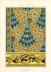 Pavões e peixes em ornamentação Arte Nova
