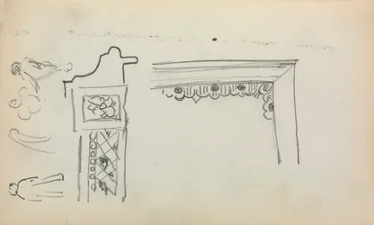 Caderno de esboços italiano: Detalhes e figuras arquitectónicas (página 199)