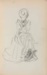 Caderno de esboços italiano: Mulher sentada (página 114)