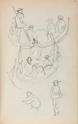 Caderno de desenho italiano: Duas gôndolas com figuras