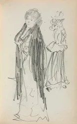 Caderno de esboços italiano: Duas mulheres de pé (página 129)