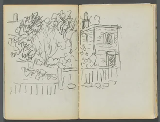 Sketchbook- The Granite Shore Hotel, Rockport, páginas 054 e 55: Casa e jardim vedado