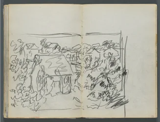 Sketchbook, The Dells, N° 127, página 154 e 155: Paisagem com casas