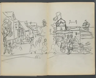 Sketchbook, The Dells, N° 127, página 174 e 175: Aldeia com casas e estrada