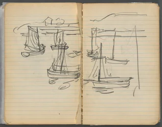 Sketchbook, página 124 e 125: Barcos à vela
