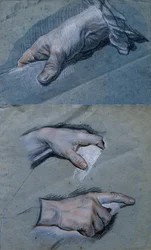 Estudo das Mãos de um Homem (pastel sobre papel)