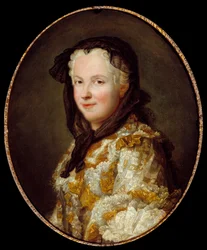 Retrato de Marie Lesczinska (Lesczynska) (1703-1768) Rainha de França Pintura de Maurice Quentin Delatour dit Quentin De La Tour ou Quentin De Latour (1704-1788) Sol do século XVIII. 0,6x0,5 m