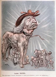 Desenho animado de Louise Michel como um cão "criar Newfoundland (Terra Nova), sem recompensa, passou a sua existência a salvar os infelizes".