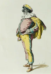 Pulcinella em 1685, por Maurice Sand (1823-1889)