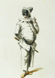 Pulcinella em 1700, por Maurice Sand (1823-1889)