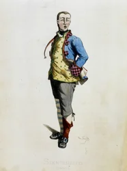 Stenterello desenha a partir de "Masques et bouffons" (comédia italiana), textos e desenhos de Maurice Sand, gravuras de A. Manceau, prefácio de Georges Sand, Paris, Michel Levy Freres