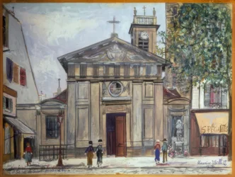 A igreja Saint-Denis de la Chapelle e a estátua de Santa Joana d