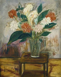 Vaso de flores sobre uma mesa; Vase de Fleurs sur un Table