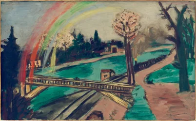 Paisagem Ferroviária com Arco-Íris
