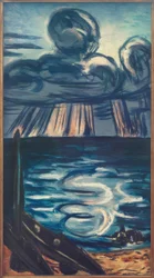 Mar com grandes nuvens