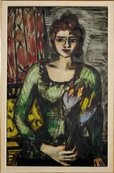 Retrato de Quappi (a segunda mulher de Beckmann, Mathilde) com camisola verde