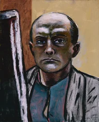 Auto-retrato em azeitona e castanho