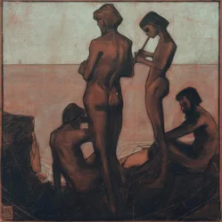 Vier junge Männer am Meer (Quatro jovens à beira-mar - Quatro figuras masculinas à beira-mar)