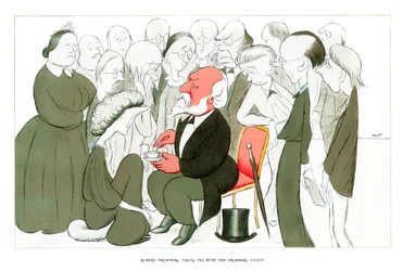 Robert Browning, tomando chá com a Browning Society, 1904.