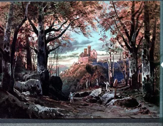 Decoração para "Tannhauser", ópera de Richard Wagner. Cenografia de Bruckner