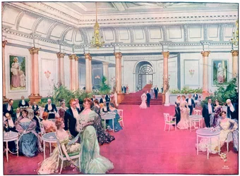 O foyer do Restaurante Savoy, Londres, 1905.