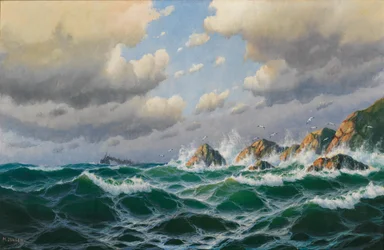 Alemão: Steamer off stormy coast