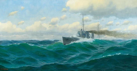 Alemão: Kanonenboot auf hoher See Canhoneira em alto mar