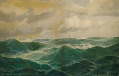 Gaivotas sobre mares agitados