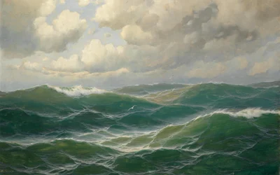 Gaivotas sobre as ondas