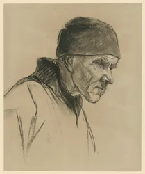 Homem idoso com boné (retrato de busto, perfil para a direita), estudo para: Camponês a caminhar (1894)