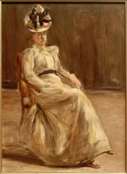 Retrato de uma senhora sentada em figura completa