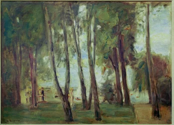 O jardim do artista em Berlim Wannsee, ao fundo