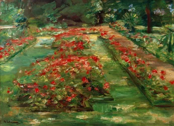 O terraço de flores no Wannseegarten ao norte
