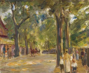 O grande Seestrasse em Wannsee com caminhantes
