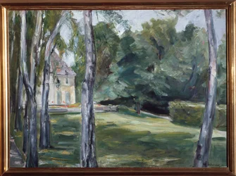Casa em um jardim - óleo sobre tela