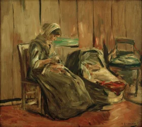 Interior com mulher de costura