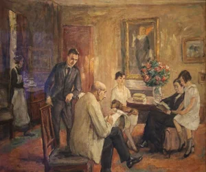 Família Liebermann. O artista a desenhar no círculo da sua família