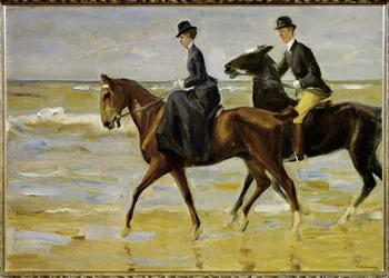 Cavaleiros na praia (pintura sobre tela)