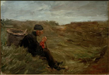 Agricultor sentado nas dunas - 1º rascunho