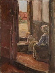 O primeiro passo (Mãe e filho, pequeno esboço)