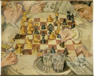 Os jogadores de xadrez (pintura sobre tela)