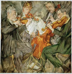 O famoso quarteto de Rose. Arnold Rose, à esquerda (óleo sobre tela)